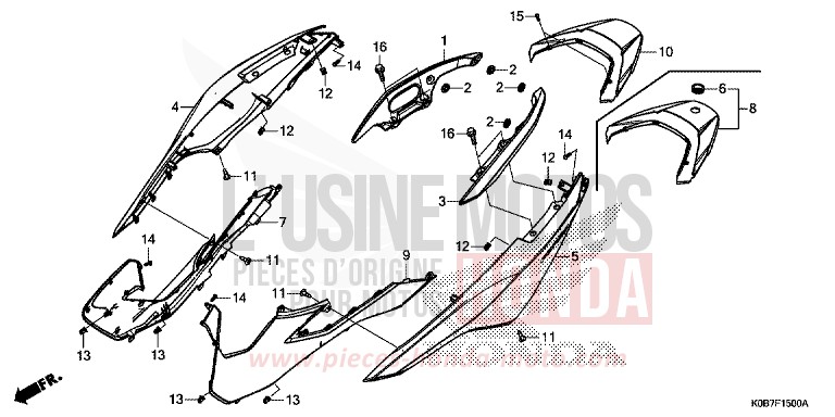 HOUSSE DE CARROSSERIE/POIGNEE ARRIERE de Forza 300 PEARL NIGHTSTAR BLACK (NHA84) 2019